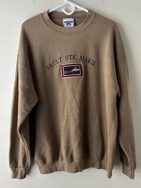 Vintage Coastal Fisherman Embroidered Sault Ste. Marie Oversized Sweatshirt